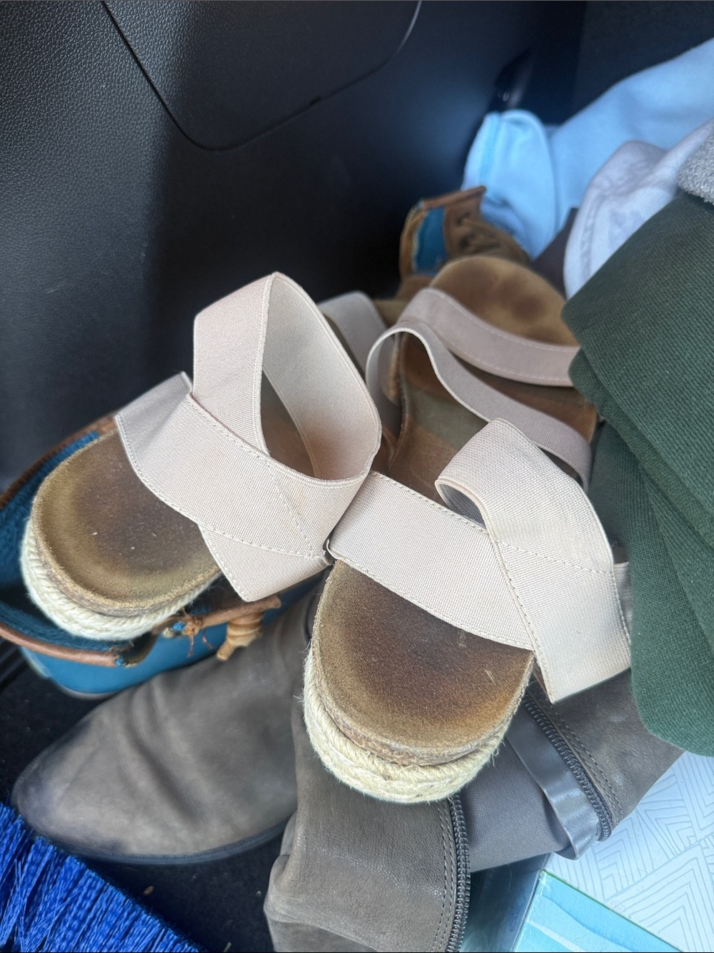 Beige Elastic-Strap Espadrille Heeled Sandals